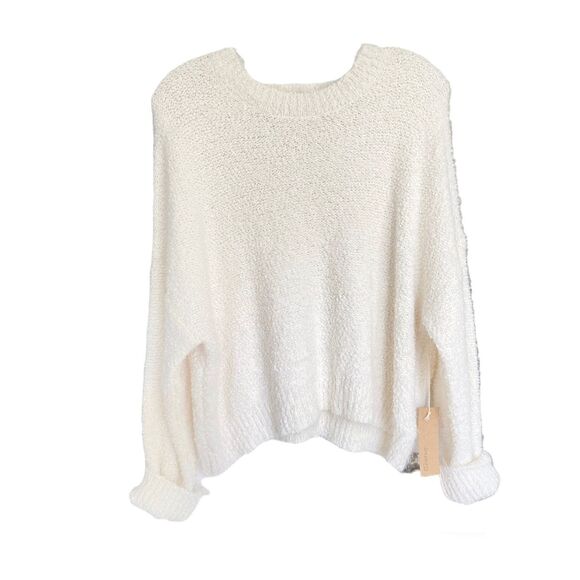 Dreamer Off White Boucle Knit Sweater Sz L - Picture 2 of 7